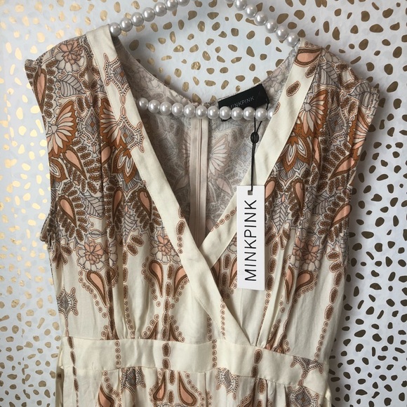 NWT Minkpink Tie Waist Floral Paisley Romper - Picture 4 of 7